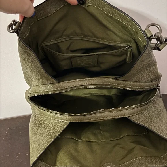 Coach Hallie Olive Green Leather Shoulder Bag - Picture 6 of 10